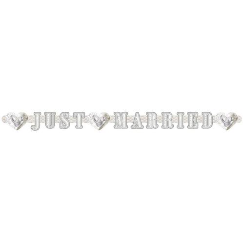 Just Married Letterslinger 215cm, Hobby en Vrije tijd, Feestartikelen, Nieuw, Verzenden