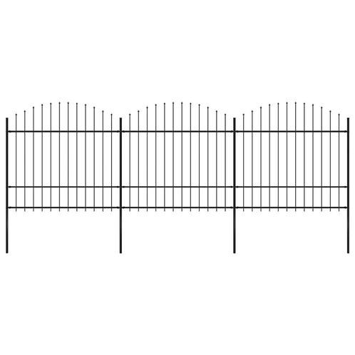 vidaXL Tuinhek met speren bovenkant (1,5-1,75)x5,1 m staal, Tuin en Terras, Schuttingen, Nieuw, IJzer, Minder dan 1 meter, Verzenden