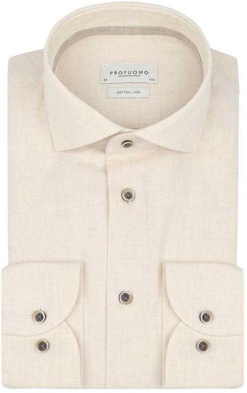 Profuomo Overhemd Linnen Blend Ecru maat 40 Heren, Kleding | Heren, Overhemden, Wit, Nieuw, Verzenden