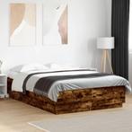 vidaXL Bedframe met LED-verlichting gerookt eikenkleurig, Bruin, Verzenden, 140 cm, 200 cm