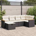 vidaXL 6-delige Loungeset met kussens poly rattan zwart, Tuin en Terras, Tuinsets en Loungesets, 6 zitplaatsen, Nieuw, Loungeset