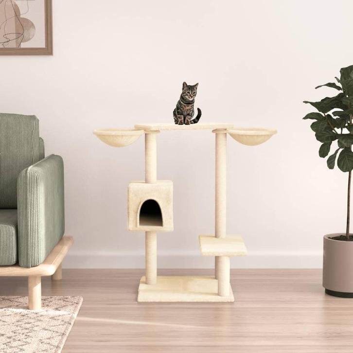vidaXL Kattenmeubel met krabpalen 82 cm crèmekleurig, Dieren en Toebehoren, Katten-accessoires, Nieuw, Verzenden