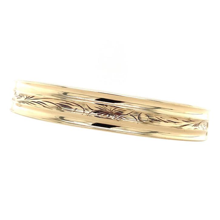 Gouden vintage bangle met gravure 14 krt, Sieraden, Tassen en Uiterlijk, Armbanden, Nieuw, Ophalen of Verzenden