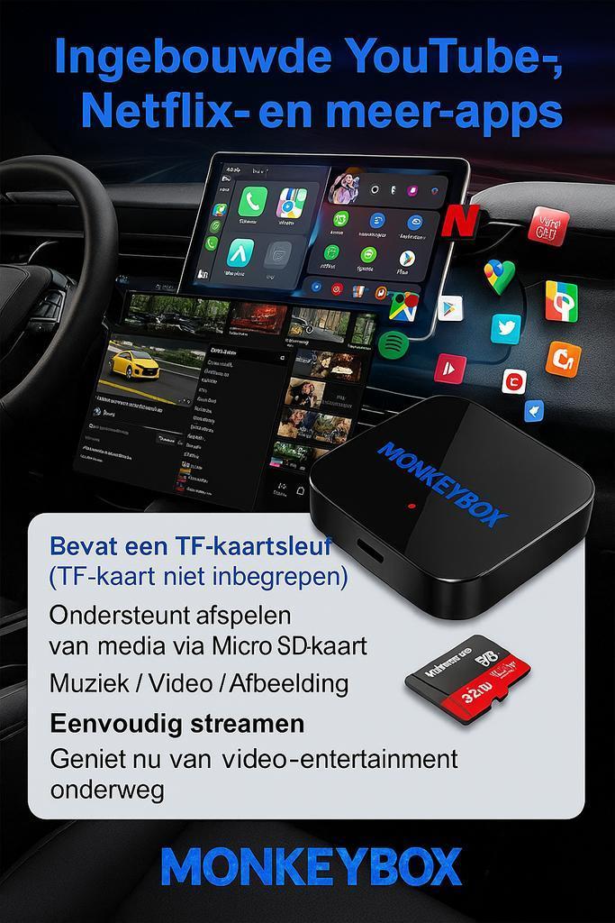 De Monkeybox voor uw originele android auto/apple carplay, Auto diversen, Autoradio's, Nieuw, Verzenden