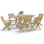 vidaXL 7-delige Tuinset massief acaciahout, Tuin en Terras, Tuinsets en Loungesets, 6 zitplaatsen, Nieuw, Tuinset, Verzenden