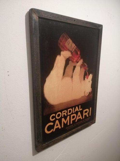 Reclamebord - Metalen bord met ijzeren frame - Campari -, Antiek en Kunst, Curiosa en Brocante