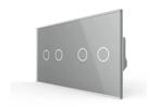 Livolo Touchscreen Schakelaar | Grijs | 2+2 | Aan/Uit, Doe-het-zelf en Verbouw, Ophalen of Verzenden, Nieuw, Schakelaar