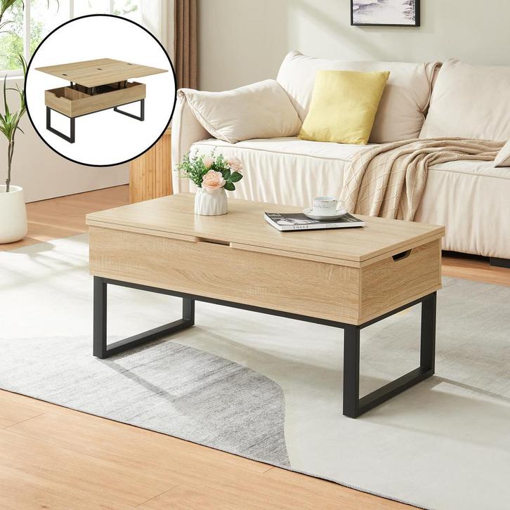 Salontafel Rauli eikenkleurig en zwart 100x50x47 cm [en.casa, Huis en Inrichting, Tafels | Salontafels, Verzenden