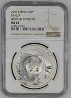 Chinese Panda 1 oz 2003 Frosted Bamboo NGC MS68, Postzegels en Munten, Munten | Azië, Oost-Azië, Zilver, Losse munt, Verzenden