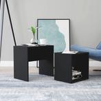 vidaXL Salontafelset 48x30x45 cm bewerkt hout zwart, Minder dan 50 cm, 50 tot 100 cm, Verzenden, Nieuw