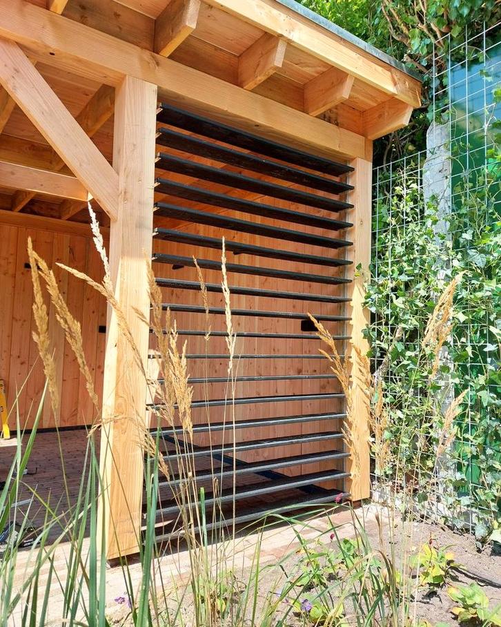 Flex Fence Draaibare Lamellen voor in de tuin RVS 220 cm - 2, Huis en Inrichting, Stoffering | Gordijnen en Lamellen, Verzenden