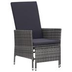 vidaXL Tuinstoel verstelbaar met kussens poly rattan grijs, Tuin en Terras, Tuinstoelen, Verzenden, Nieuw, Rotan