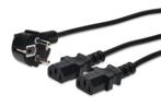 Netsnoer Schuko Duo Splitter 1 Meter - IEC320 C13, Nieuw, Ophalen of Verzenden