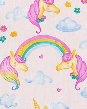 Katoen Half Panama Unicorn Regenboog, Hobby en Vrije tijd, Stoffen en Lappen, Overige kleuren, Nieuw