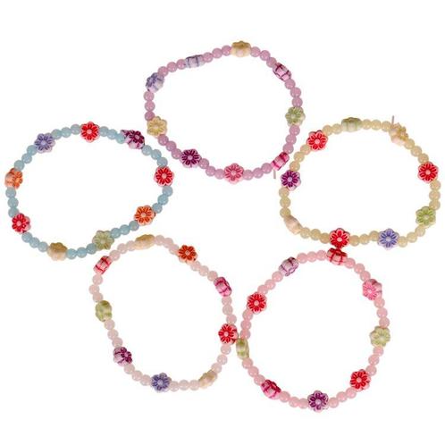 Setje van 5 kinderarmbandjes met bloemetjes in verschillende, Sieraden, Tassen en Uiterlijk, Armbanden, Nieuw, Ophalen of Verzenden