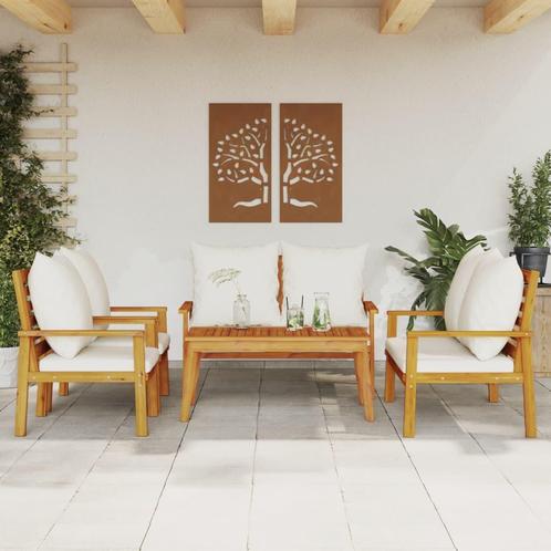 vidaXL 5-delige Loungeset met kussens massief acaciahout, Tuin en Terras, Tuinsets en Loungesets, Loungeset, Nieuw, Hardhout, Verzenden