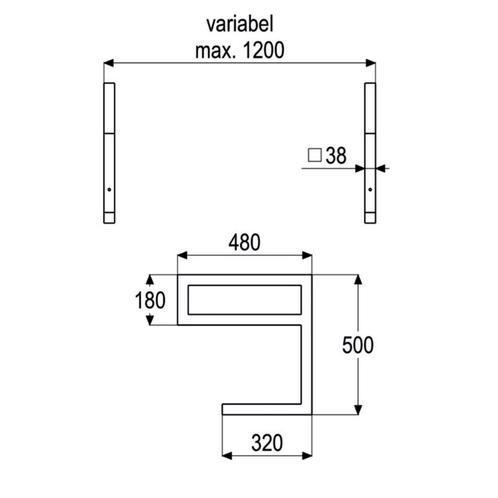 Wastafelbeugel Casajoy E-Vorm 48x50cm RVS, Doe-het-zelf en Verbouw, Sanitair, Ophalen of Verzenden