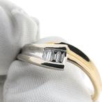 Bicolor gouden ring met baguette diamant | 0,21 ct., 18 tot 19, Goud, Met edelsteen, Gebruikt