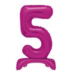 Roze Cijfer Ballon 5 Jaar Met Standaard 76cm, Hobby en Vrije tijd, Feestartikelen, Verzenden, Nieuw