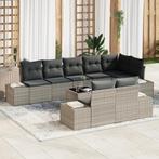 vidaXL 9-delige Tuinbankenset met kussens poly rattan grijs, Tuin en Terras, Tuinsets en Loungesets, Verzenden, Nieuw, Rotan