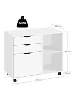 Witte Dossierkast op Wielen – 3 Lades en Hangmappen, Verzenden, Nieuw in verpakking