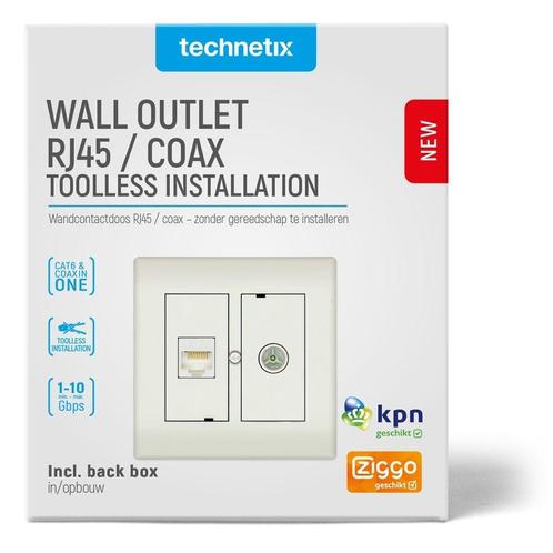Technetix CL50-combi TV + RJ45 WCD einddoos, Doe-het-zelf en Verbouw, Elektra en Kabels, Stopcontact, Nieuw, Ophalen of Verzenden