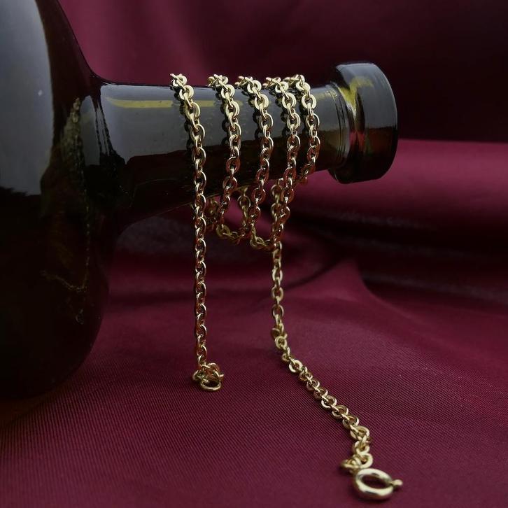 Gouden ankerschakel ketting, Sieraden, Tassen en Uiterlijk, Kettingen, Overige kleuren, Gebruikt, Goud, Ophalen of Verzenden