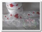 Lint organza duiven + harten 40mm dr/ m - 65 met rode d, Hobby en Vrije tijd, Knutselen, Ophalen of Verzenden, Nieuw