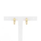 Gouden oorringen | Ø 14,3 mm (oorbellen, kliksluiting), Gebruikt, Overige kleuren, Ophalen of Verzenden, Met edelsteen