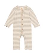 HEMA Newborn jumpsuit rib strepen zand, Verzenden, Nieuw