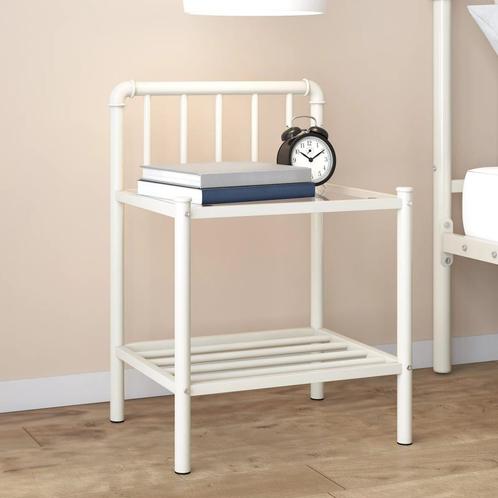 vidaXL Nachtkastje 45x34,5x62,5 cm metaal en glas wit en, Huis en Inrichting, Slaapkamer | Nachtkastjes, Nieuw, Minder dan 45 cm
