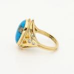 Ring - 18 karaat Geel goud Turquoise - Diamant, Nieuw