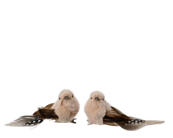 Vogeltje Creme Bruin naturel op clip SET 2 stuks, Huis en Inrichting, Woonaccessoires | Kunstplanten en Kunstbloemen, Nieuw, Ophalen of Verzenden