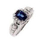 Ring Platina - 1.22ct. tw. Saffier - Diamant, Sieraden, Tassen en Uiterlijk, Ringen, Nieuw