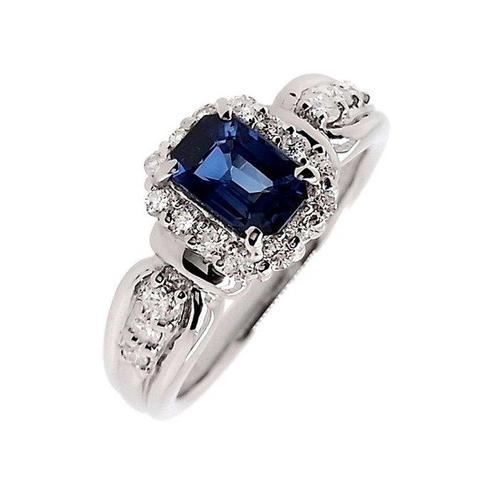 Ring Platina - 1.22ct. tw. Saffier - Diamant, Sieraden, Tassen en Uiterlijk, Ringen