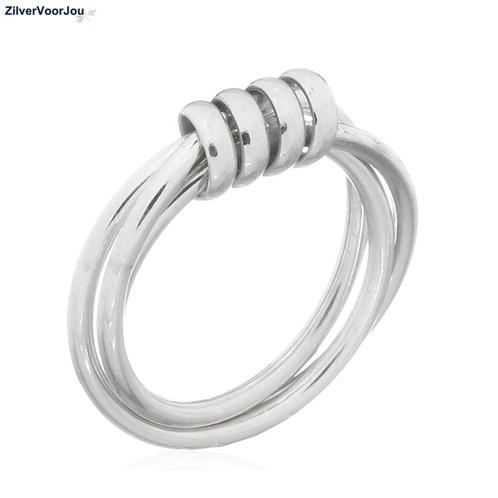 Zilveren Triple interlock ring, Sieraden, Tassen en Uiterlijk, Ringen, Nieuw, Verzenden