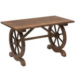 TRUUSK Tuintafel, Balkontafel, Houten Tafel, Wielvorm, Weerb, Tuin en Terras, Verzenden, Nieuw