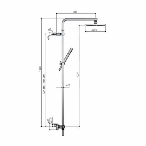 Thermostatische Regendouche Set Universal Sds 7, Doe-het-zelf en Verbouw, Sanitair, Ophalen of Verzenden