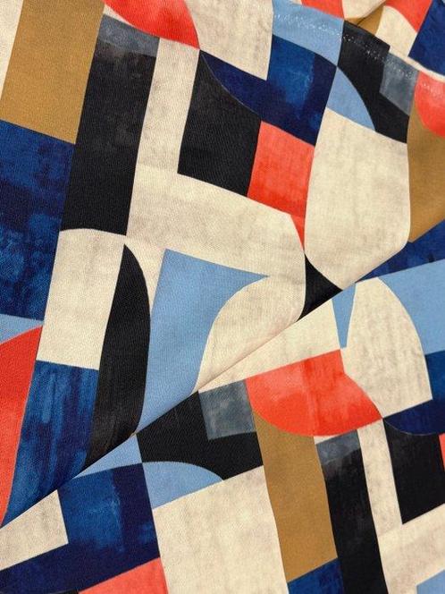 Elegante katoenen stof met geometrische en kleurrijke, Antiek en Kunst, Antiek | Kleden en Textiel