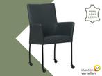 Leren eetkamerstoel Comfort met wieltjes en armleuning -, Huis en Inrichting, Stoelen, Overige kleuren, Nieuw, Leer, Ophalen of Verzenden