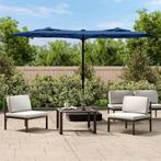 vidaXL Parasol dubbel dak met LED 316x240 cm azuurblauw, Tuin en Terras, Parasols, Verzenden, Nieuw, 3 tot 4 meter