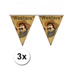 3x Wilde Westen themafeest vlaggenlijn Western - Western t.., Ophalen of Verzenden, Nieuw