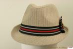 hoed Trilby Hawkins beige krijtstreep linnen maat 57 nieuw, Ophalen of Verzenden, Nieuw, Hoed