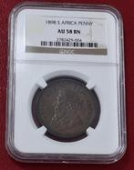 Zuid-Afrika. 1 Penny 1898 NGC AU58BN ZAR KRUGER BRONZE KEY