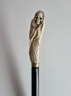 Handsnijwerk Hersthoorn - Santa Muerte - Skelet Wandelstok -