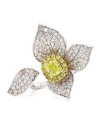 Cocktailring - 18 karaat Witgoud - 1.66ct. tw. Geel Diamant