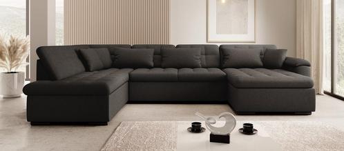 Hoekbank boucle teddy stof zwart U-bank | Meubella.nl, Huis en Inrichting, Banken | Bankstellen, 300 cm of meer, 150 cm of meer