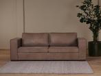 Leren bank Fine, 3-zitsbank - Vintage Leer Taupe - Hout, Bru, Ophalen of Verzenden, Rechte bank, Modern, 200 tot 250 cm