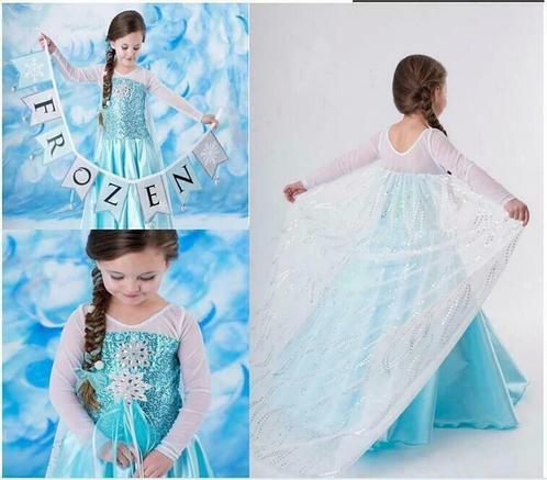 ELSA prinsessen jurk Frozen met schitterende sleep!, Kinderen en Baby's, Carnavalskleding en Verkleedspullen, Meisje, Nieuw, 122 t/m 128