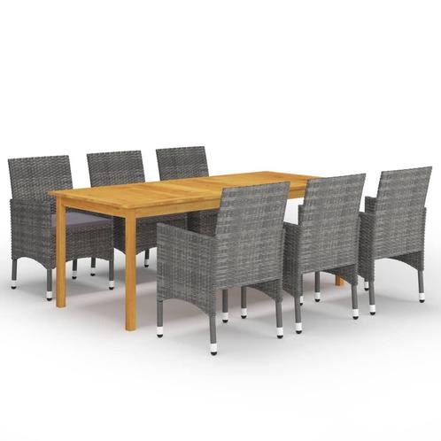 vidaXL 7-delige Tuinset grijs, Tuin en Terras, Tuinsets en Loungesets, Tuinset, Nieuw, 6 zitplaatsen, Hardhout, Verzenden